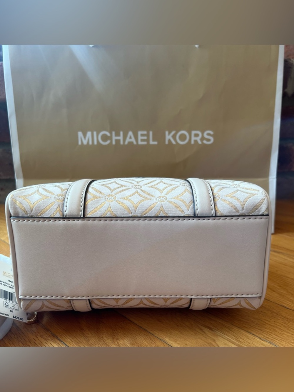 Michael Kors Ivory & Gold Travel Small Duffle Crossbody - Picture 6 of 14